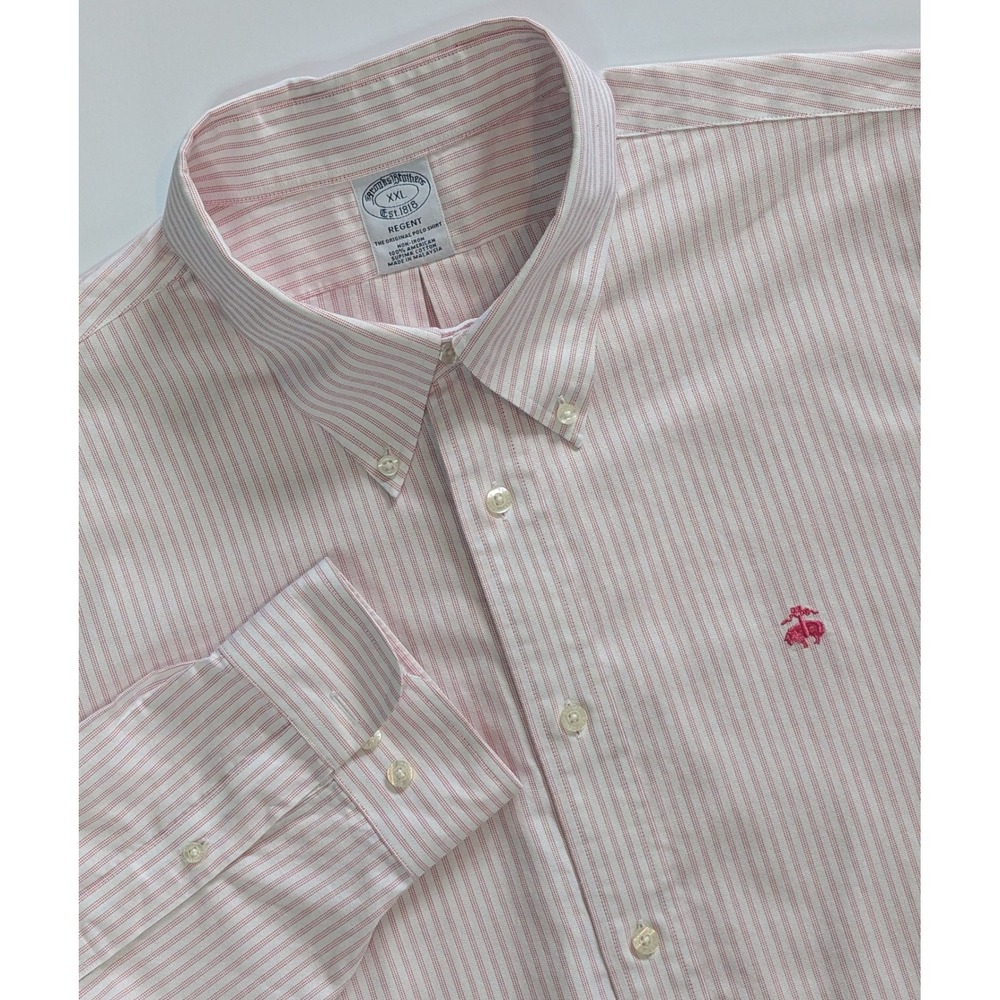 Brooks Brothers Regent XXL Pink White Striped Supima Cotton Shirt VERY NICE!